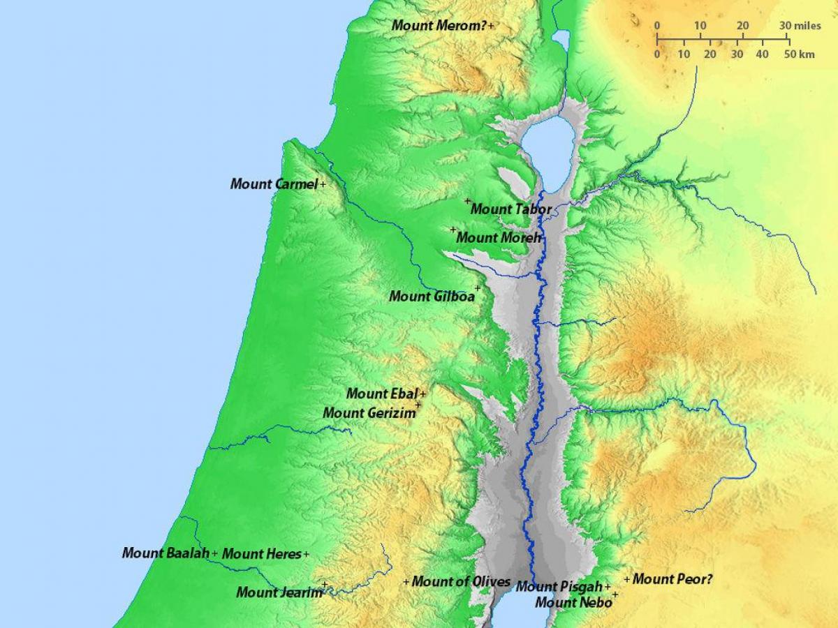 карта Ізраіля горы