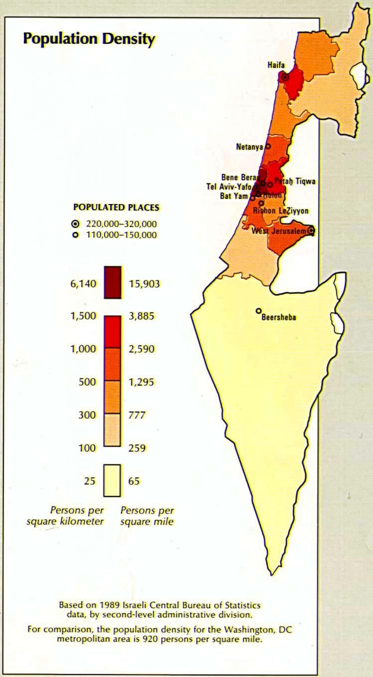 карта насельніцтва Ізраіля