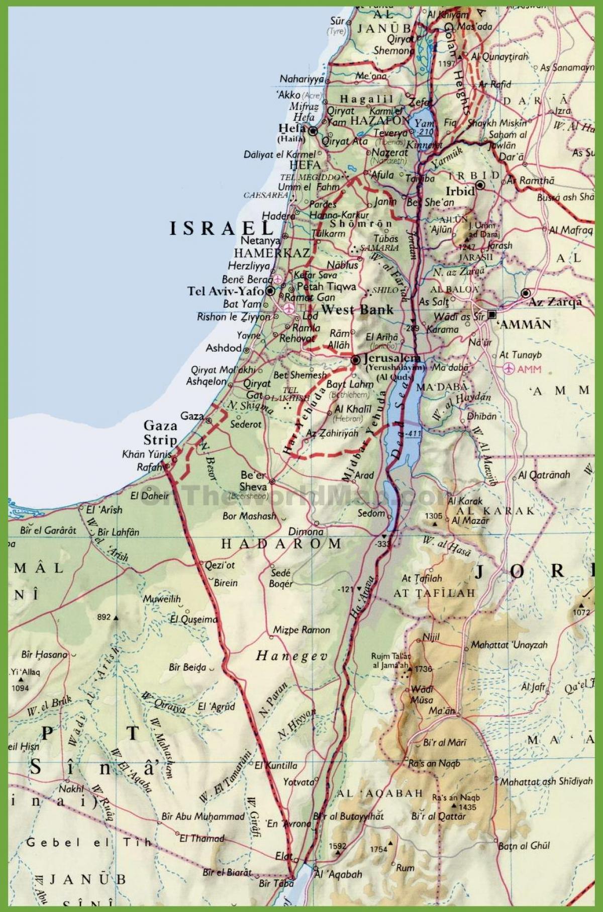 Ізраіль карта гарадоў 
